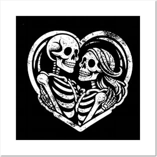 Couples skeleton in love | Valentines day Skeleton Posters and Art